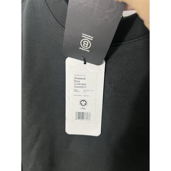 NWT Organic Basics Black Cotton Weekend Boxy Crewneck Sweatshirt Size XXS - Picture 6 of 12